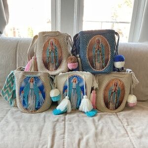 Handmade Wayuu Artisan shoulder bag, featuring Virgin Image